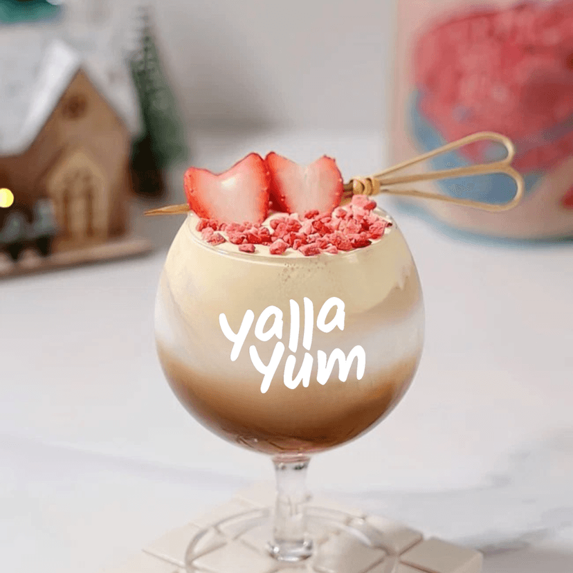 Strawberry Cream Latte with YallaYum Freeze-Dried Strawberries